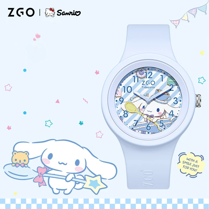 Часы наручные Sanrio Cinnamoroll Kuromi Mymelody с мультяшным силиконовым ремешком кварцевые
