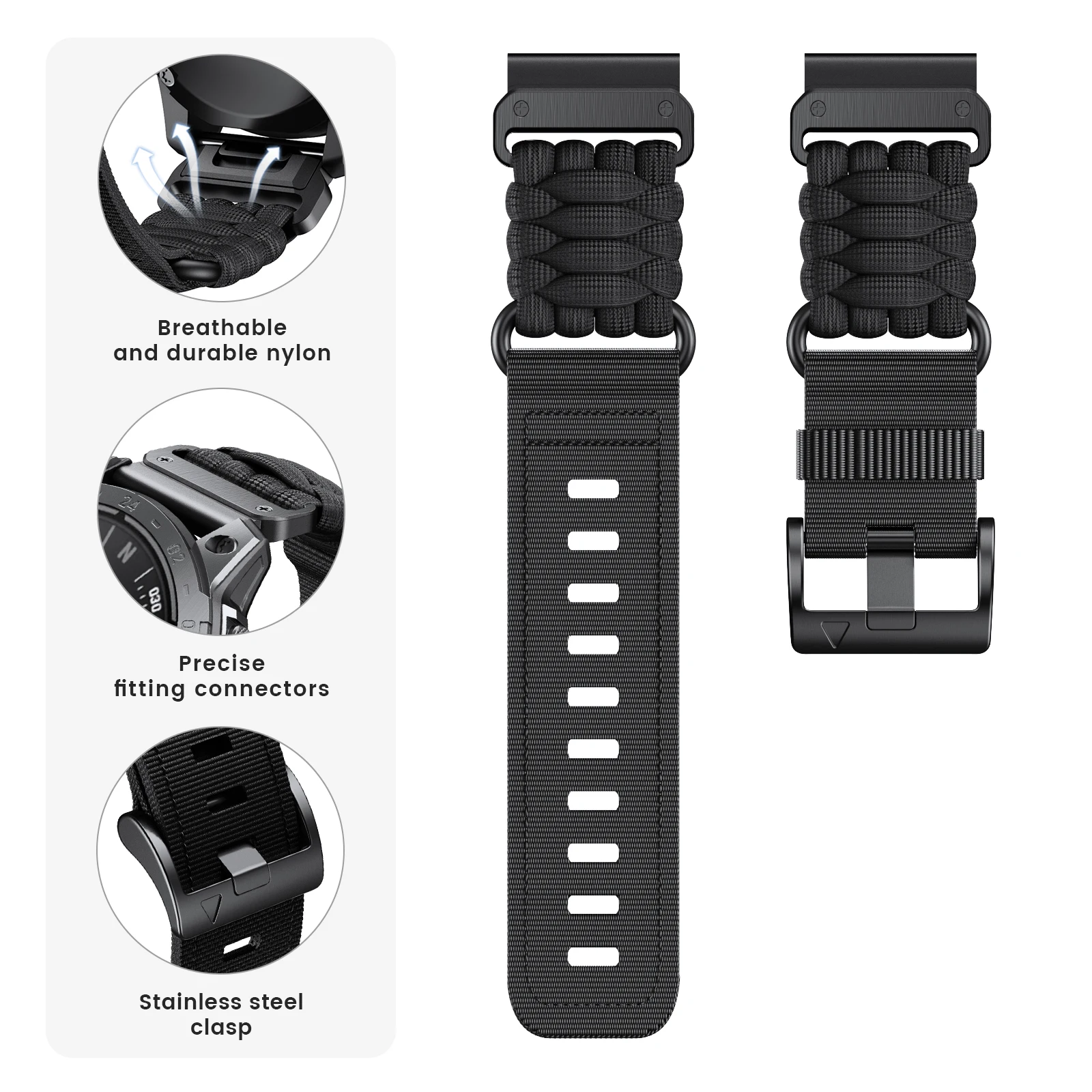 Applicable to Garmin Fenix 7X umbrella rope woven nylon strap Descent Mk1 tactix Fenix 5X Garmin 26mm quick release nylon strap