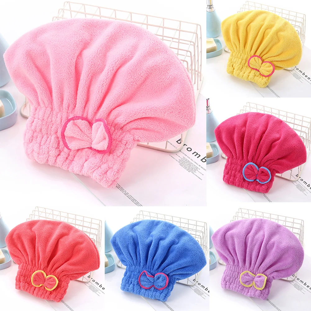 

6 Colors Microfiber Solid Quickly Dry Hair Hat Hair Turban Women Girls Ladies Cap Bathing Drying Towel Head Wrap Hat 29X30cm