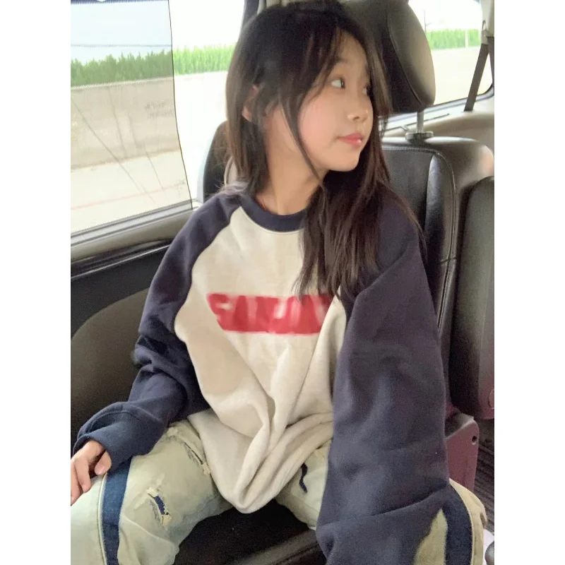 

Deeptown Y2k винтажный Свитшот женский оверсайз корейский стиль пэчворк уличная одежда толстовки в стиле Харадзюку