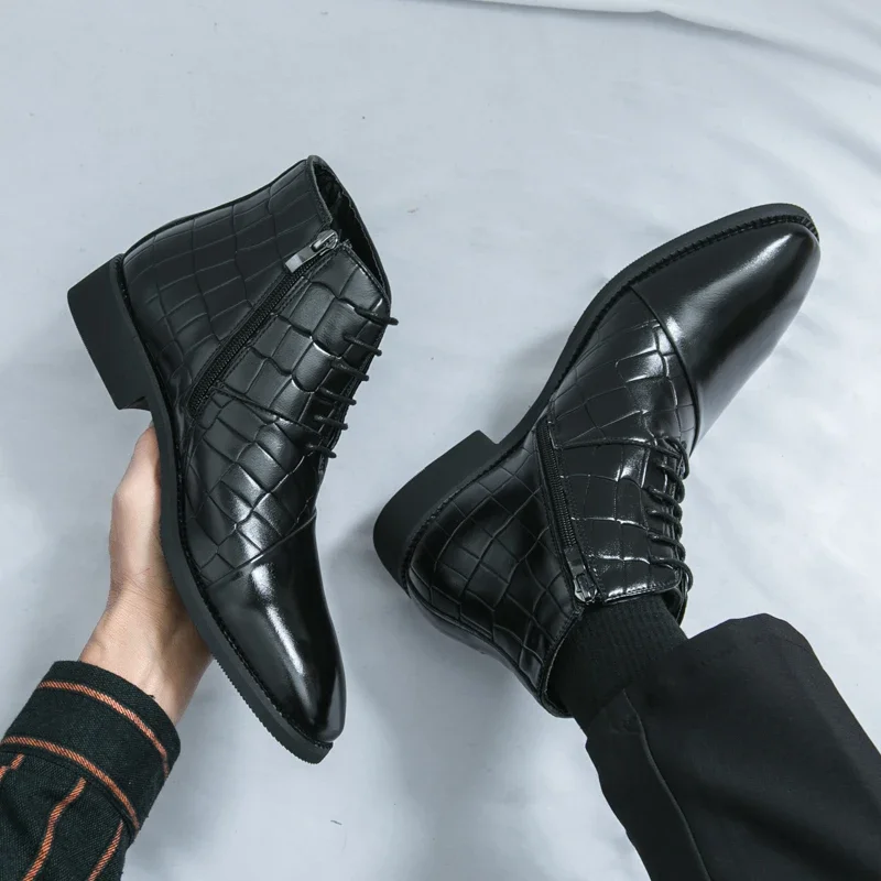 Роскошные мужские ботинки удобная кожаная обувь для успешного костюма