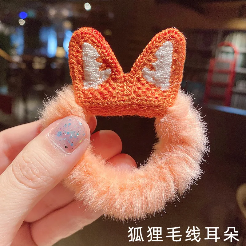 

New Cartoon Cat Hair Bands Female Lady Korean Kawaii Elastic Rubber Bands Ponytail Ties Girls Scrunchies Rope Hair Accessories