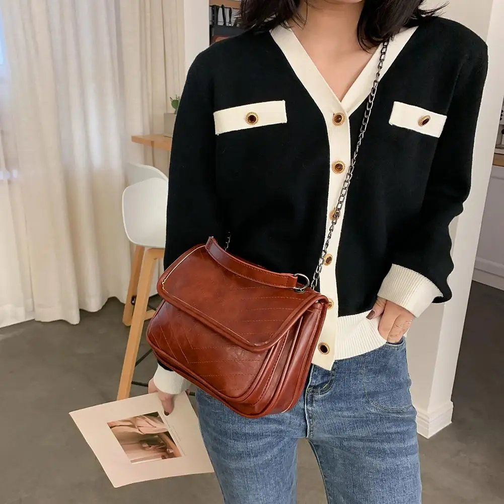 

Лидер продаж, сумка, многофункциональная женская сумка через плечо, кожаная модная однотонная сумка-мессенджер через плечо с цепочкой