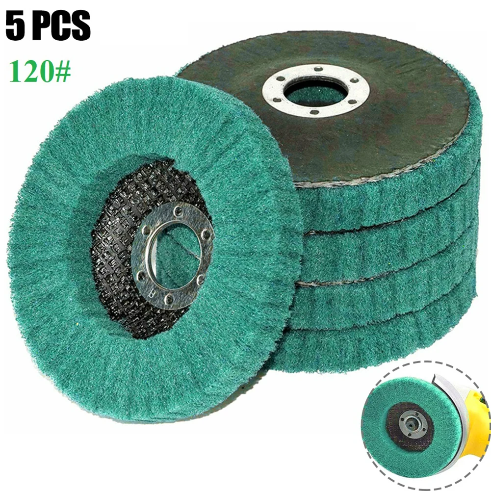 5Pcs 4'' Polishing Buffiing Wheel Grinding Disc 120 Grit Angle Grinder Disc Metal Stainless Steel Polish Grinding Abrasive Tool
