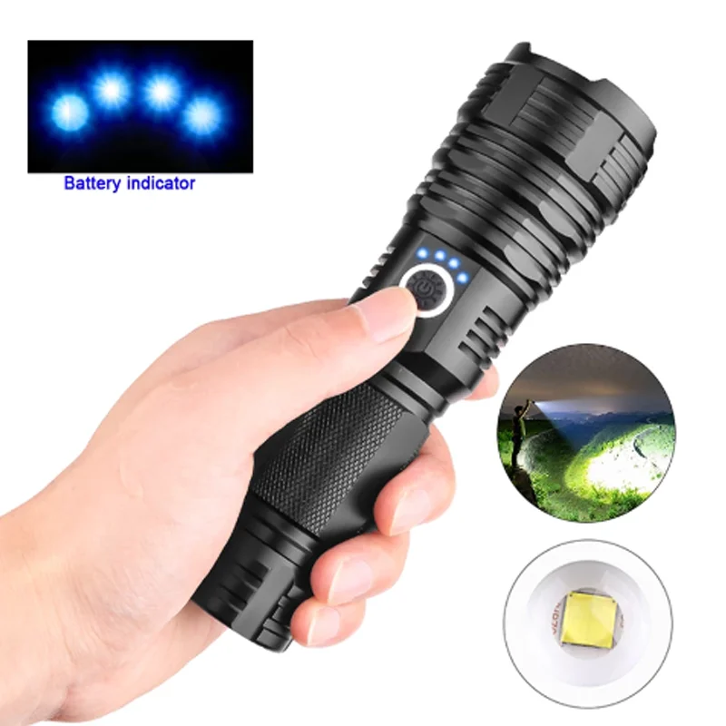 

Most Powerful XHP70 LED Flashlight USB Rechargeable Telescopic Zoom Torch XHP70 18650 and 26650 Hunting Lamp for Camping