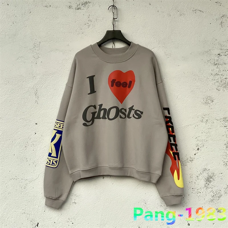 

Oversized CPFM Kanye Style Sweatshirt Men Women Love Flame Foaming Plush Hoodie Streetwear Pullover I feel Ghosts Sports Tops