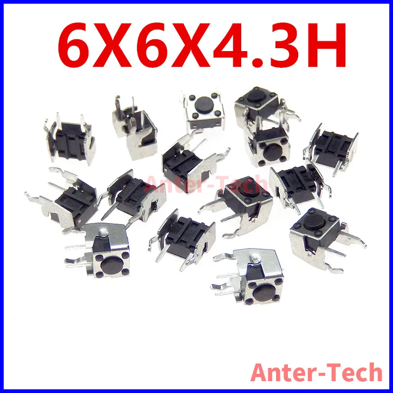 

Микро-переключатель с сенсорной кнопкой 6x6x4,3 H, 6x6x мм, 4 контакта, самосброс, 90 градусов, боковая вставка с кронштейном, 20 шт.