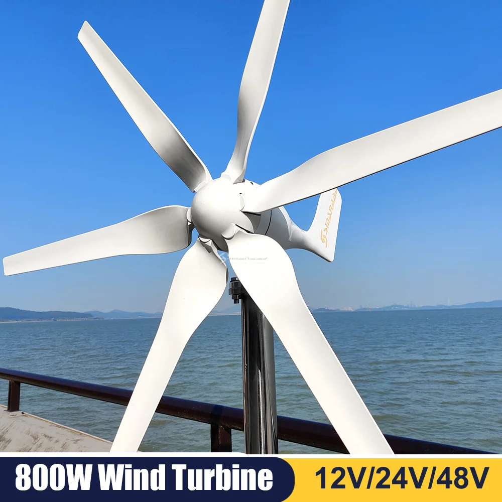 

China Factory 800w Horizontal axis wind turbine 12v 24v 48v Free Energy Windmill with 220v AC Inverter alternative energy