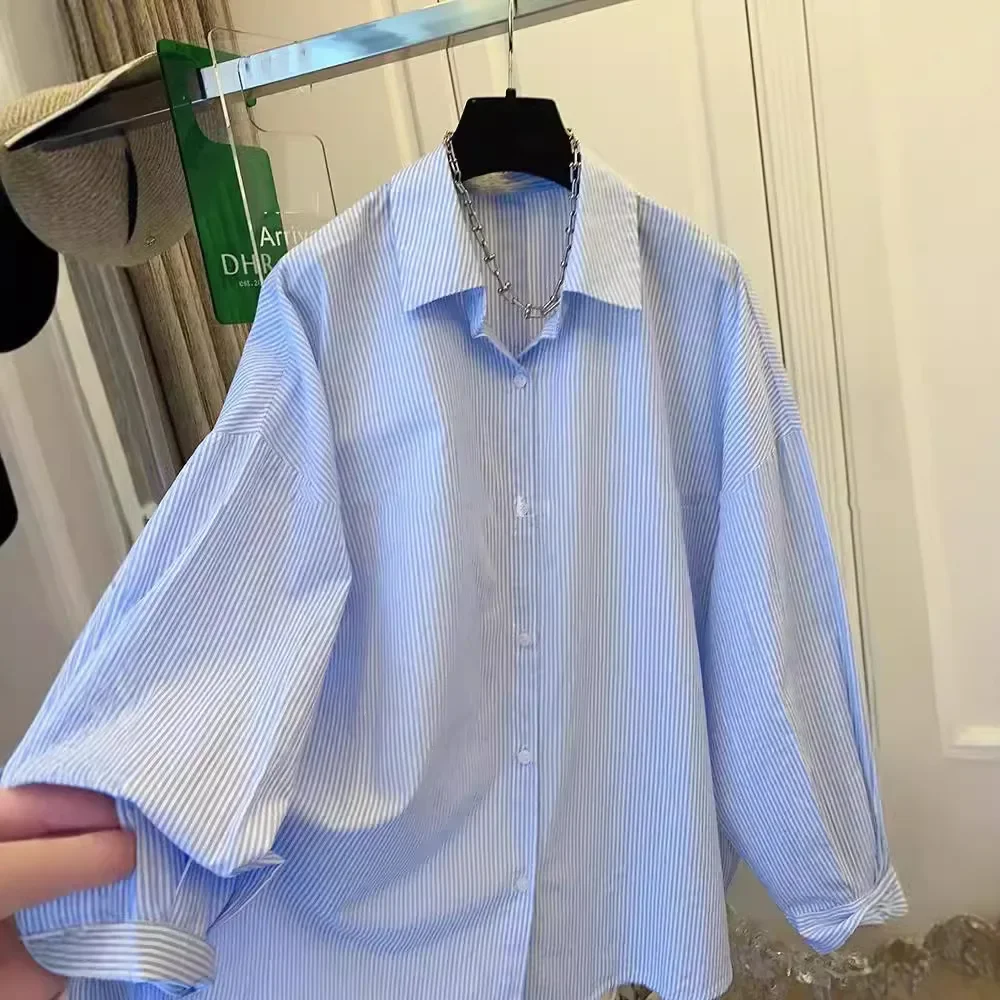 Свободная рубашка с длинными рукавами женская осень 2024 новый стиль тонкая