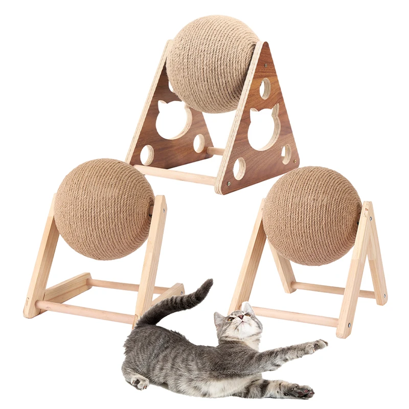 

Cat Scratching Ball Toy Cat Scratching Wooden Board Natural Sisal Kitten Rope Ball Interactive Pet Scraper Funny Toy Hot Sale