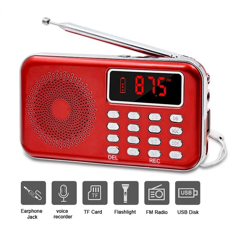Портативный многополосный мини-радиоприемник FM стерео динамик рекордер MP3-плеер