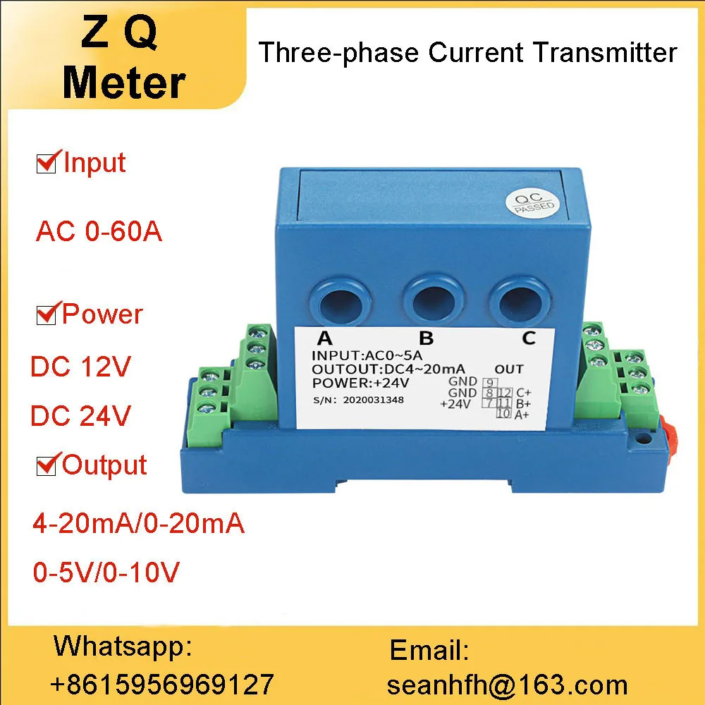 

Perforated three-hole three-phase Hall AC/DC current transmitter sensor isolation and transmission accurate and reliable