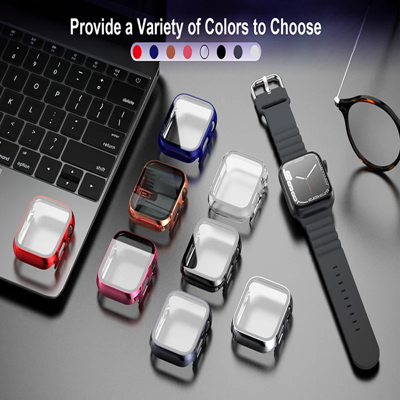 Стекло и крышка для Apple Watch Φ 45 мм 41 44 40 42 38 аксессуары с покрытием защита экрана iWatch