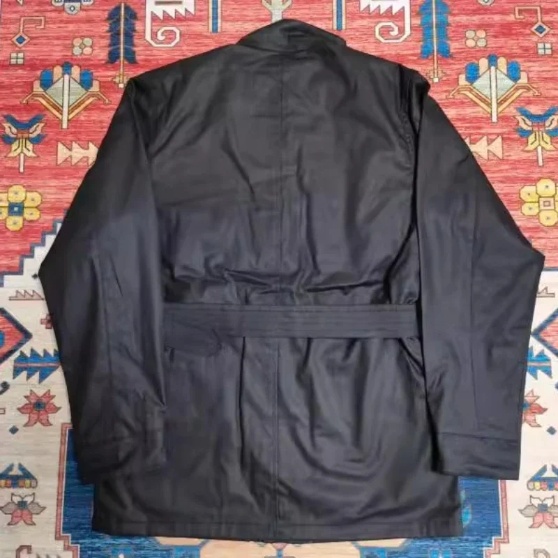 Мотоциклетная куртка из вощеной ткани Мужская винтажная куртка-бомбер с поясом