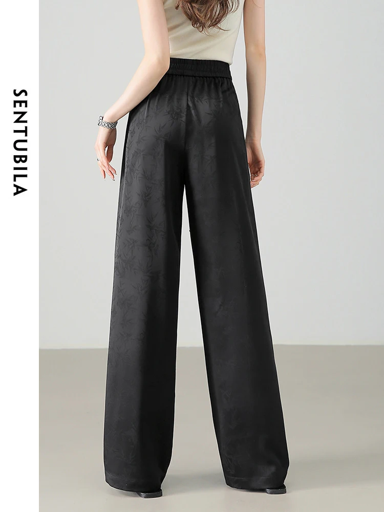 SENTUBILA китайские жаккардовые атласные широкие брюки женские 2024 летние