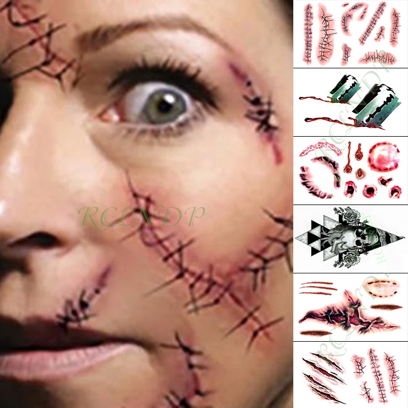 

Waterproof Temporary Tattoo Sticker 3D incised wound Centipede halloween small tatoo fake tatto flash tattoos for kid men women