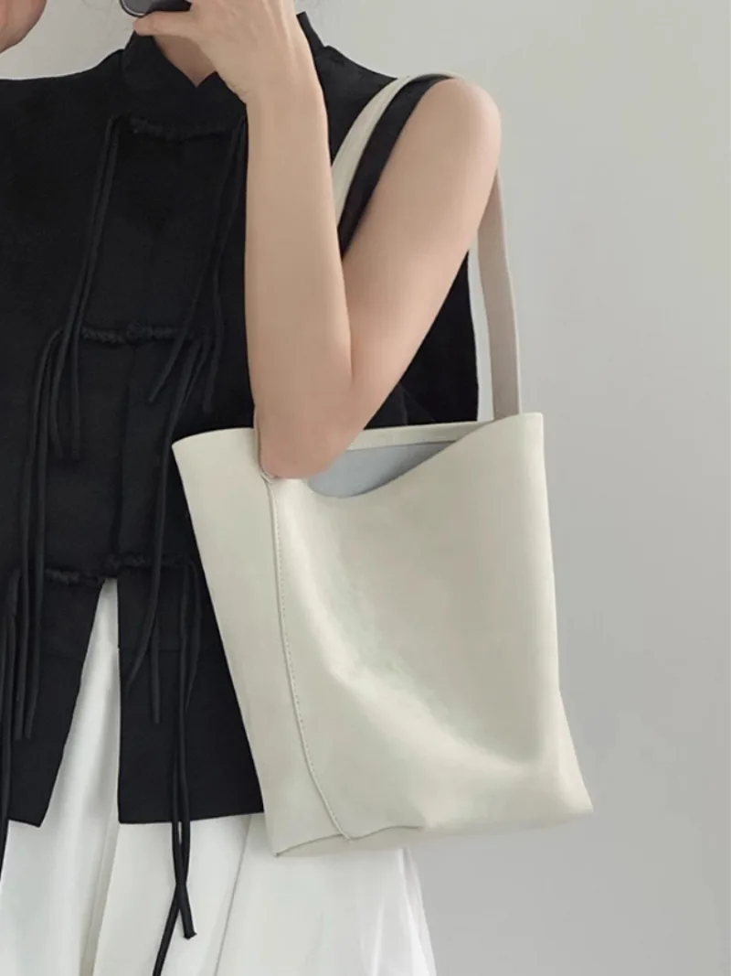 Нишевые дизайнерские легкие роскошные атласные сумки-тоут из воловьей кожи