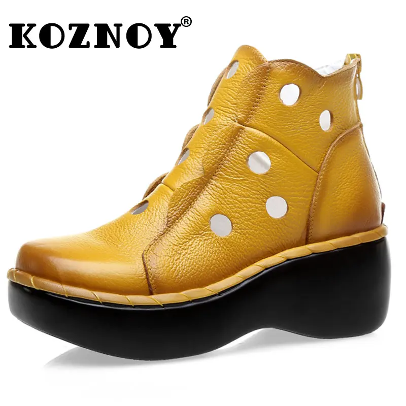 

Женские ботильоны из натуральной коровьей кожи, на молнии, 6 см