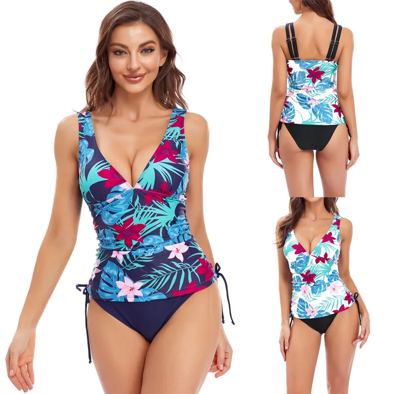 

Купальник-бикини с цветочным принтом и чашками пуш-ап