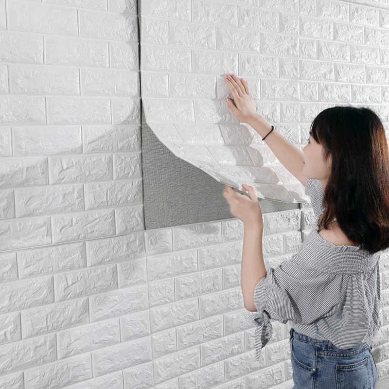 

15 PCS/ 3D Brick Wall Stickers Living Waterproof Foam Room Bedroom DIY Adhesive Wallpaper Art Home Wall Decals
