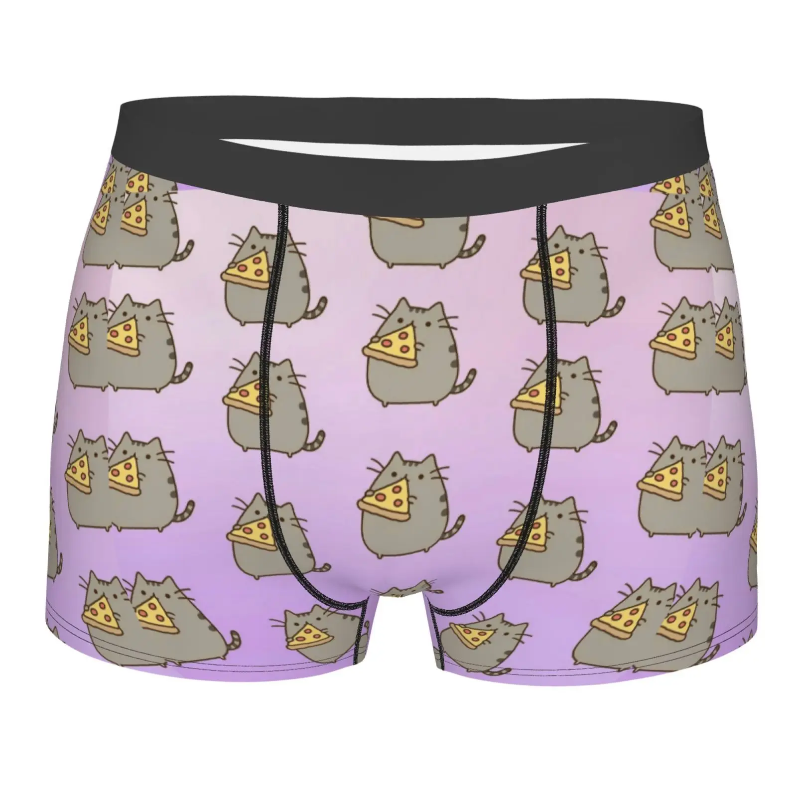 

Gradient Cat Pizza Mens Underwear Male Underpants Double Sides Printed Soft Breathable Machine Wash Polyester Print Shorts