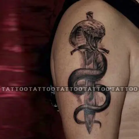 

Goth Sword Cobra Lasting Waterproof Tattoo Stickers for Woman Man punk Arm Thigh Temporary Tattoos Snake Viper Fake Tattoo