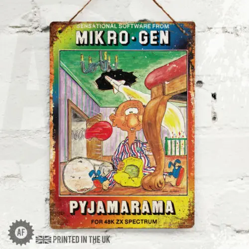 Пижамарама металлический настенный знак Паб Бар Игровая комната ZX Спектр