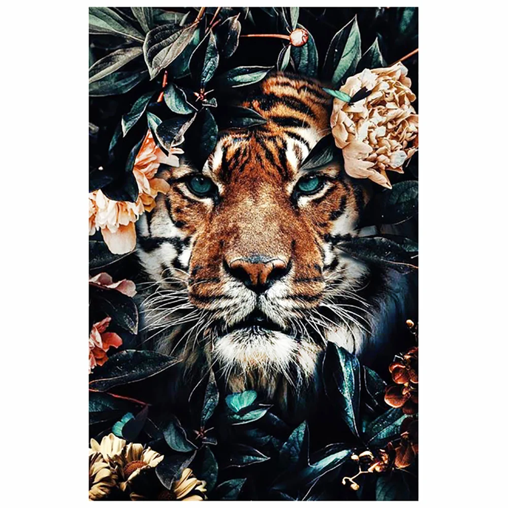 

Full-Square-Round-Diamond-Embroidery-DIY-Diamond-Painting-Cross-Stitch-Drill-Tiger-Lion-Face-Flowers