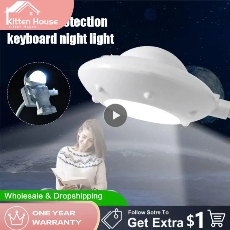 

Touching Control Led Night Light Power-saving Simple Astronaut Night Light Usb Rechargeable Long Service Life Book Reading Lamp