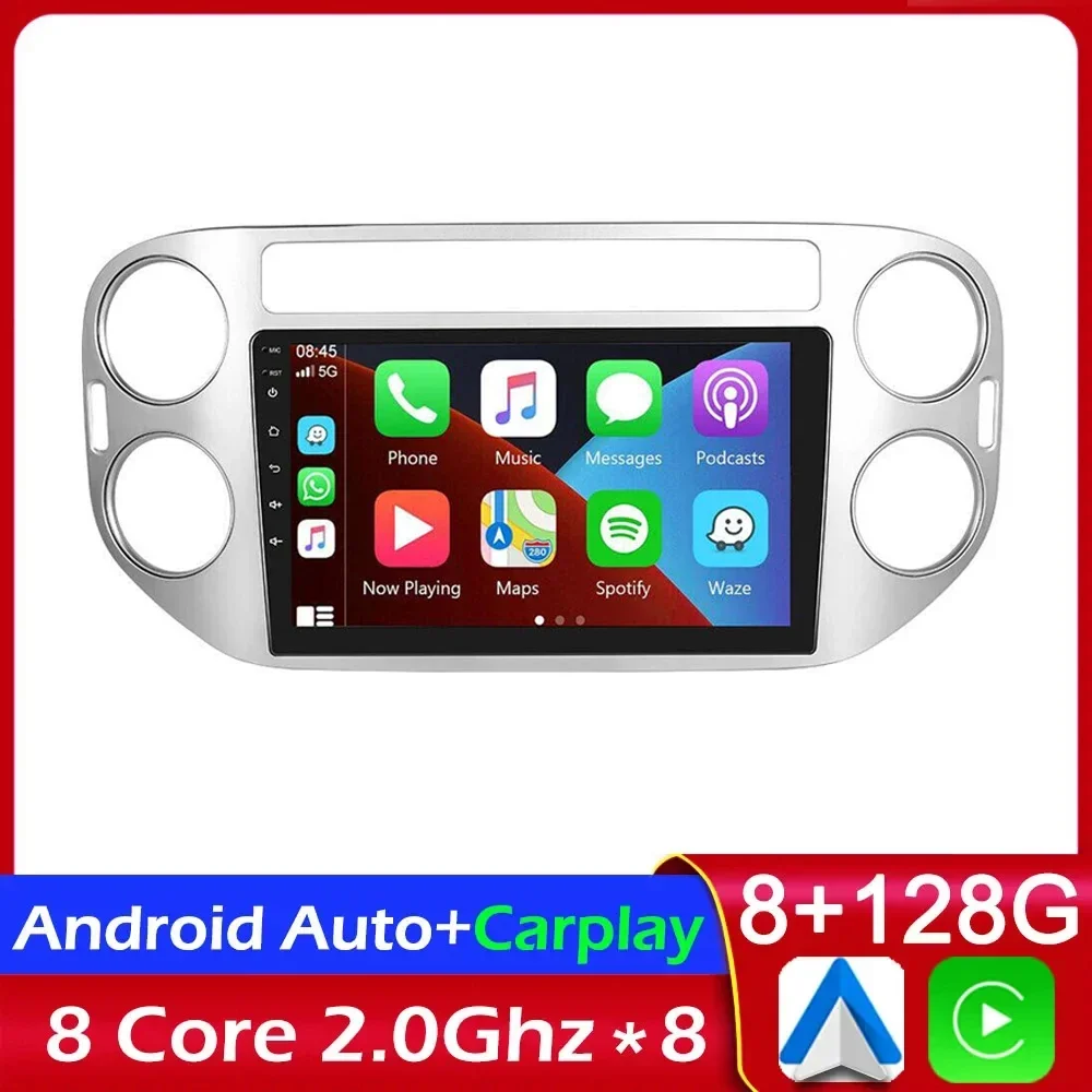 8G + 128G Android 14.0 автомобильный радиоприемник для VW Volkswagen Tiguan 1 NF 2006-2015 2016 4G Carplay