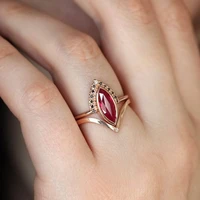 elegant unique natural rhombus 2 in 1 rose gold ring for women marquise bridal wedding ring jewelry