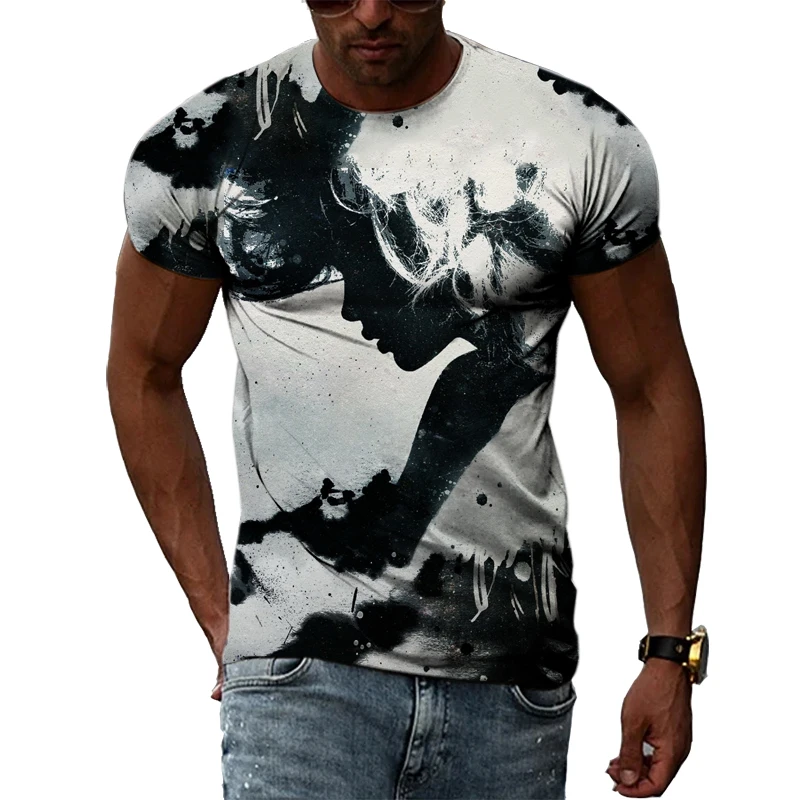 

Fashion Creative Retro Graffiti Art Men T-shirts Summer Personality Sad graphic t shirts 3D Harajuku Print Short Sleeve Tees Top
