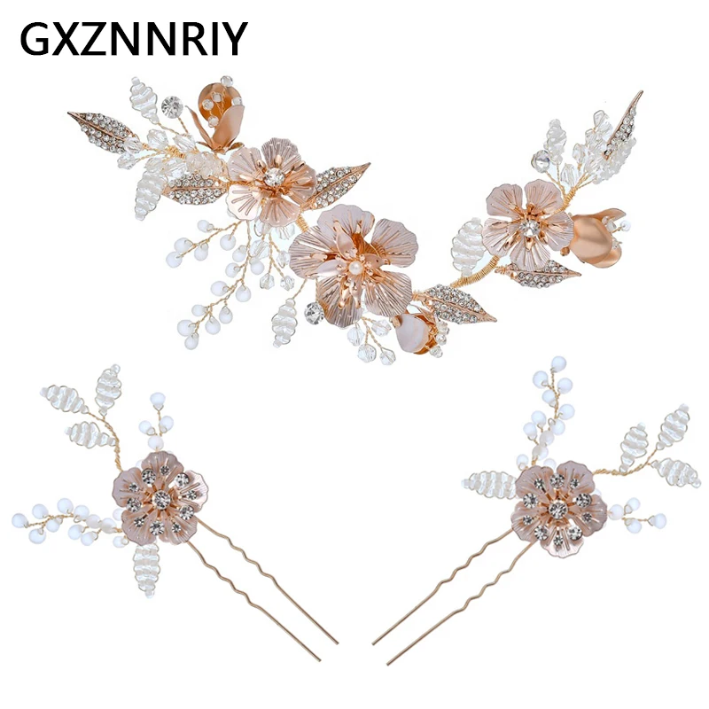 Свадебные аксессуары для волос невесты повязки на голову с кристаллами и цветами