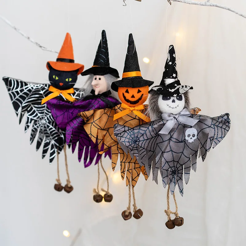 

1pc Halloween Pendant Pumpkin Doll Witch Ghost Drop Ornament Halloween Decoration for Home Hanted House Bat Photo Props Kids Toy