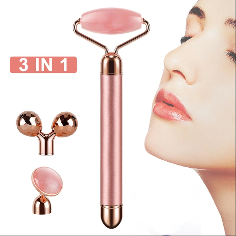 

Новый Электрический вибрирующий бриллиант для похудения, лифтинг лица, розовый кварц, 3D роликовый камень, косметический инструмент для ухо...