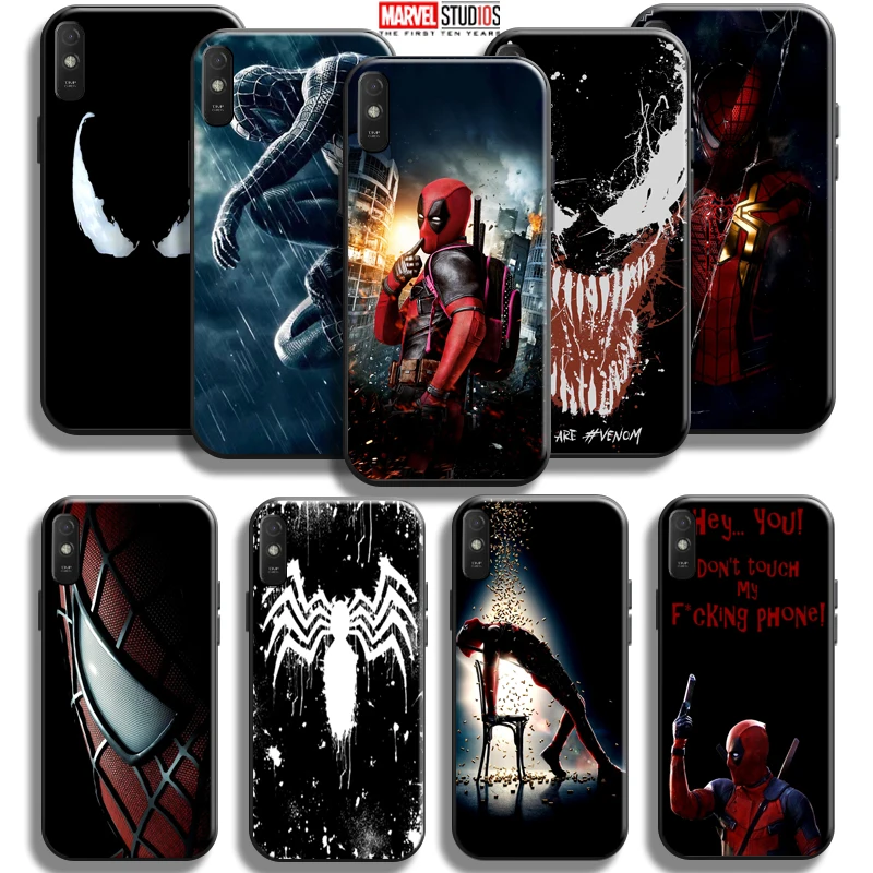 

Marvel Venom Spiderman Deadpool Phone Case 6.53 Inch For Xiaomi Redmi 9A 9AT Carcasa Back Funda Liquid Silicon Coque Soft