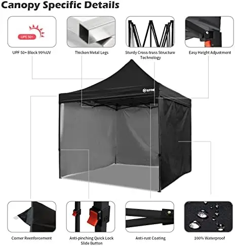Tent With 3 Side Walls Instant Shade, Bonus Upgrade Roller B