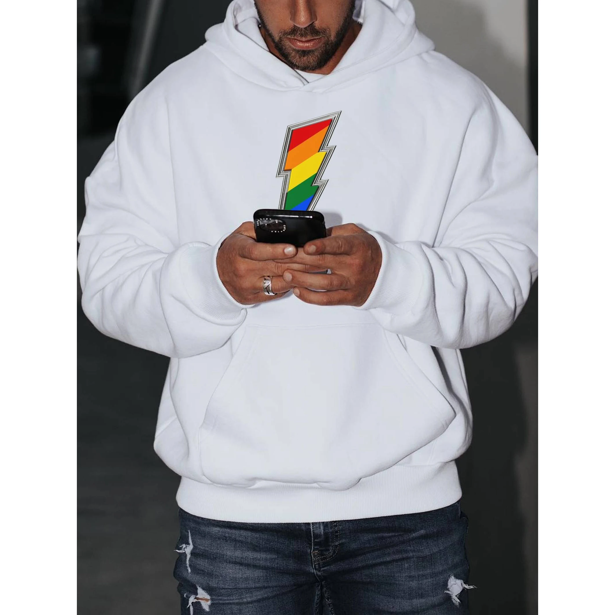 

Badassdude Rainbow Printing Men's Casual Hoodie