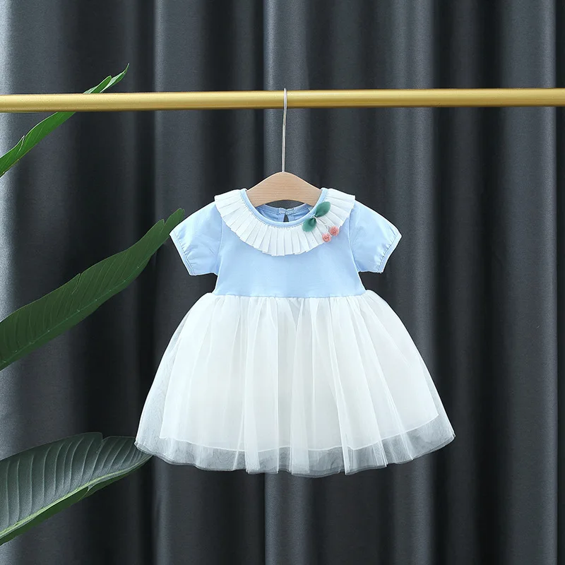 

Детское Сетчатое платье с аппликацией вишни, однотонное