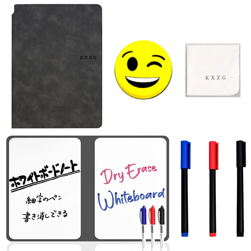 A5 Reusable Smart Whiteboard Notebook Leather Memo Whiteboard Pen Erasing Cloth Weekly Planner Portable Stylish Office Notebook