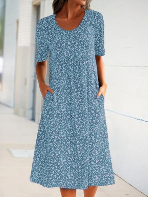 Женское пляжное платье миди с цветочным принтом и коротким рукавом - купить по