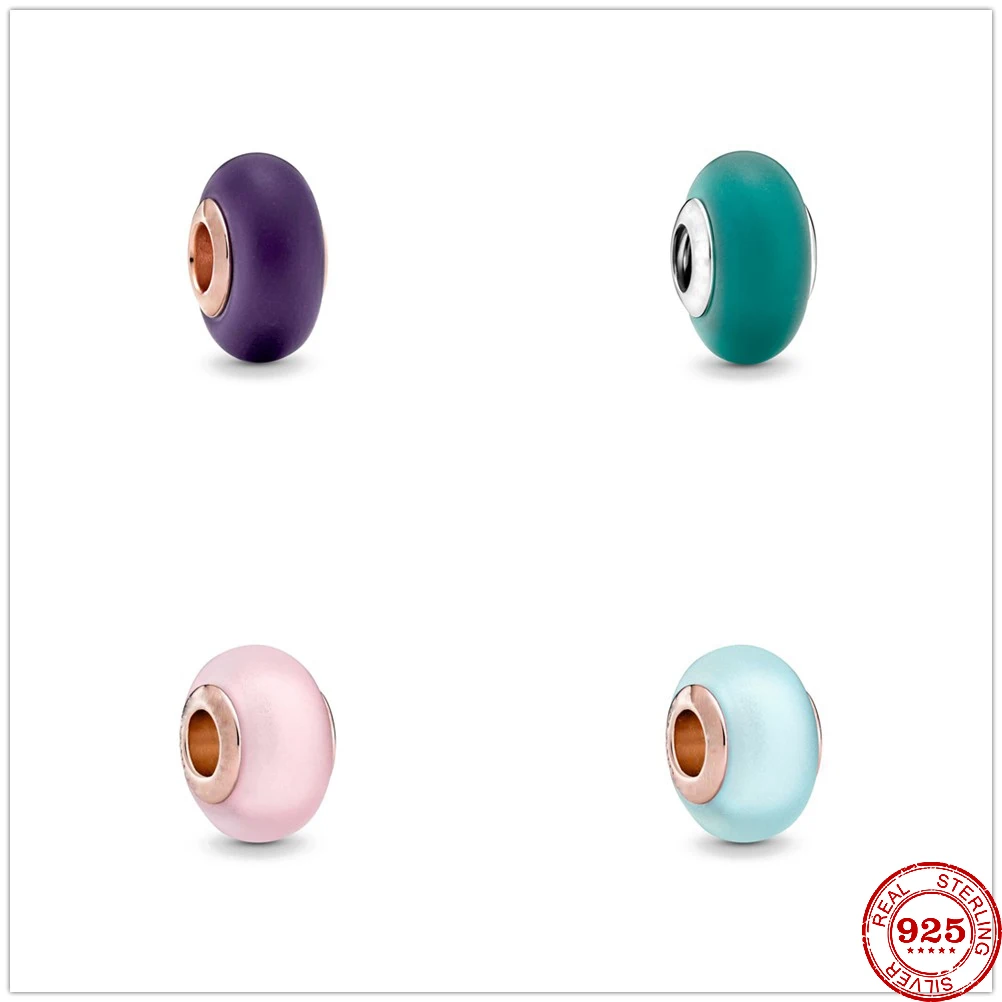 Бусина-шарм Женская из серебра 925 пробы матовая фиолетовая зеленая розовая |