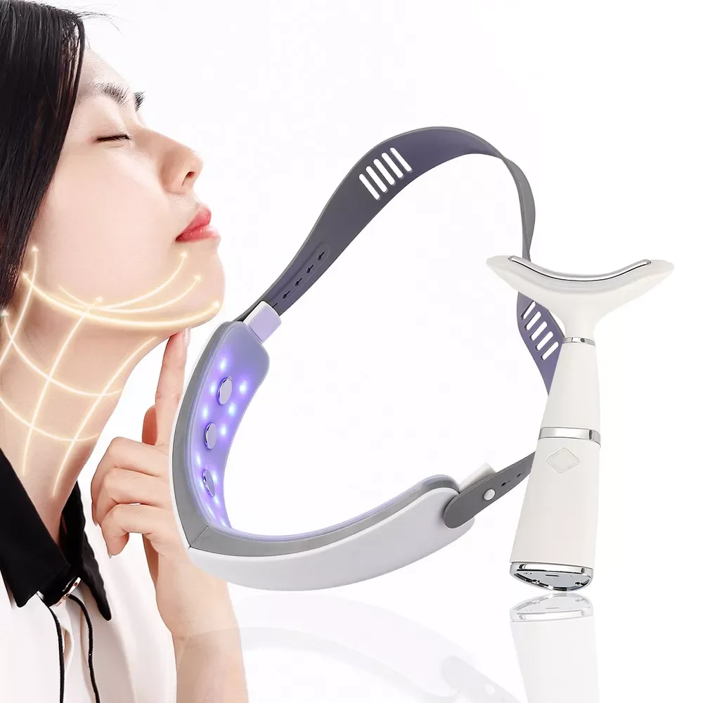 

48LED Photon Therapy Neck Face Lifting Massager Vibration Skin Tighten Reduce Double Chin Anti-Wrinkle Remove