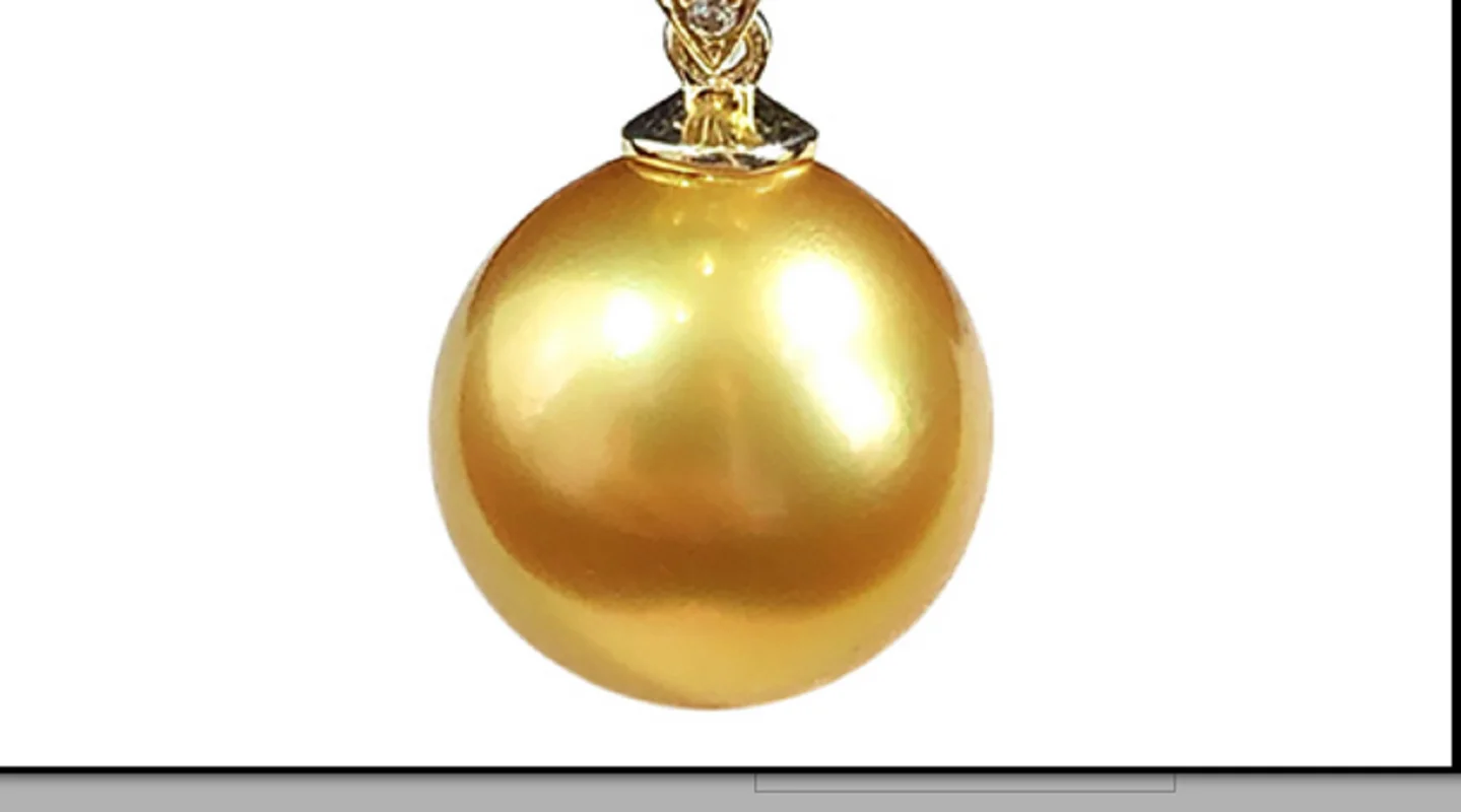 

AAA Exquisite Pendant for Women 14mm Golden Light Round Seawater Pearl Less Flaw Fine Wedding Gifts Free Chain