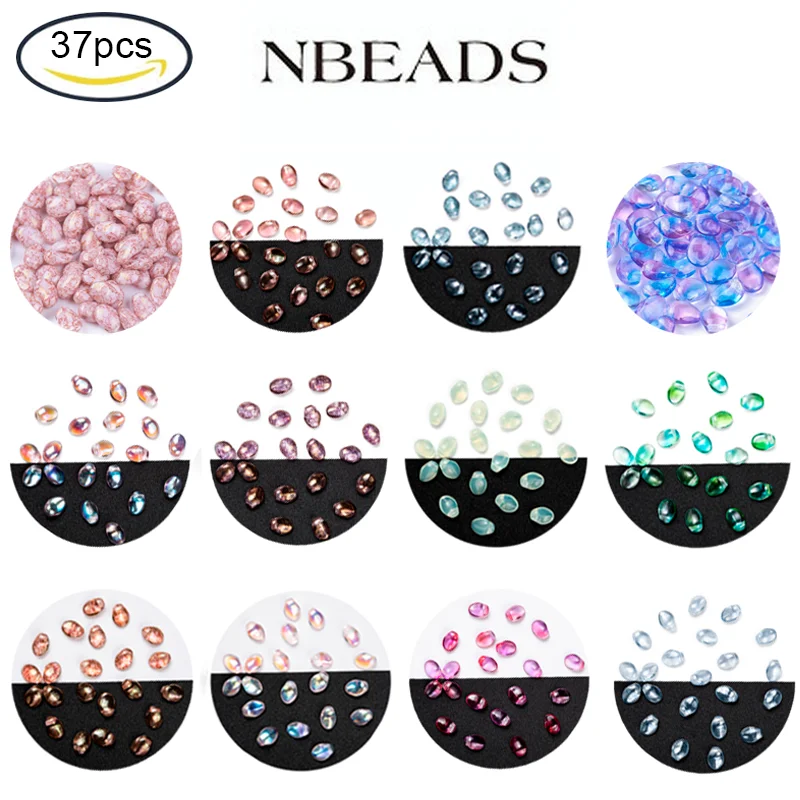 

NBEADS 37PCS/10g Czech Glass Beads Tulip Petal/Lily Petal Thistle 8.5x6x4mm Hole: 1mm