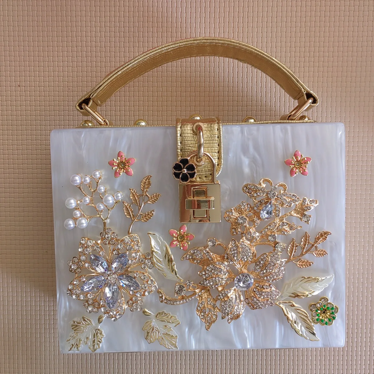 Luxury Designer Crystal Acrylic Evening Clutch Bag Women Squ
