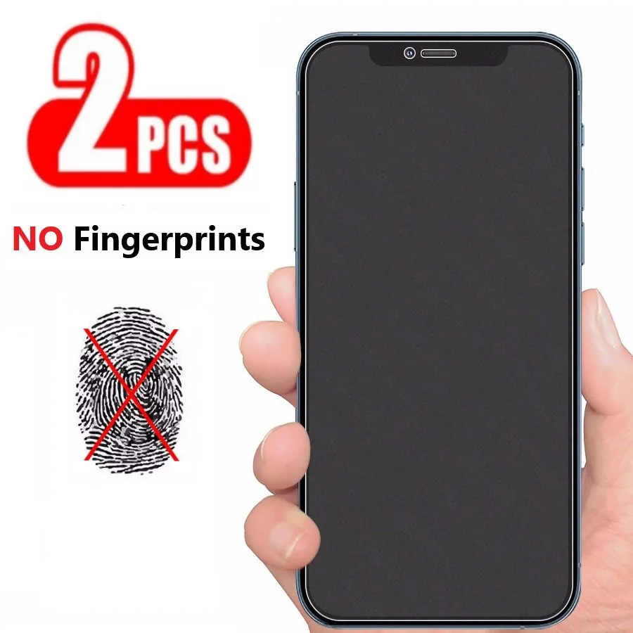 

2PCS No fingerprint matte Glass for iphone 11 12 Pro Max mini 7 8 Plus frost screen protector on iphone SE 2020 6s X XR XS glass