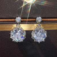 luxury women silver color cubic zirconia earrings engagement wedding popular jewelry accessories 2022 new women earrings eardrop