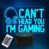 cant hear you im gaming night light headset graphic video games gamer kid gift funny 3d illusion lamp 16 colors changing lamp
