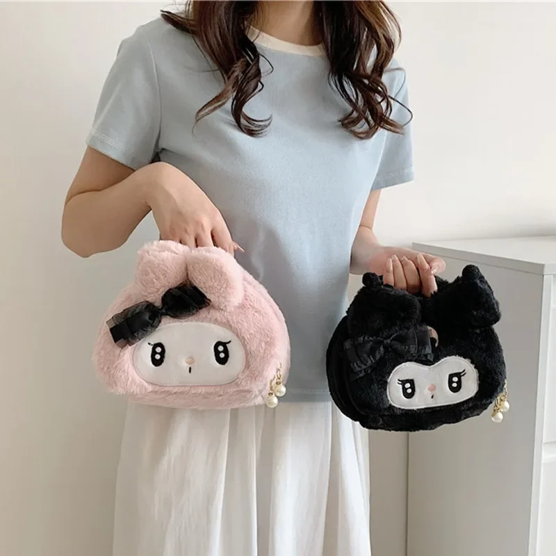 

Sanrio MyMelody Аниме Сумка кавайная новая милая пушистая женская сумка для покупок, косметичка, мини сумка-тоут, подарок на день рождения